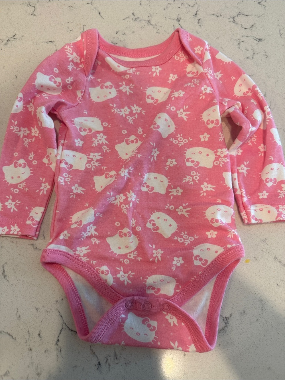 Hello Kitty Pink Long Sleeve Baby Bodysuit with Bow Print